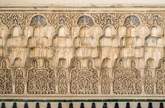 Islamic ornaments on wall. Arab symbols.