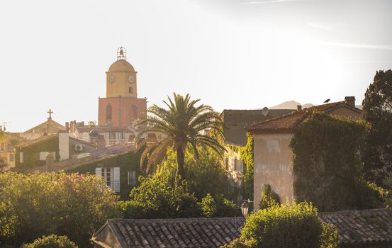 Saint-Tropez the clock tower on sunset.