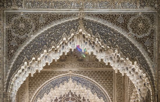 Islamic ornaments on wall. Arab symbols.