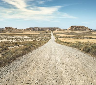 Wild west road and blue sky