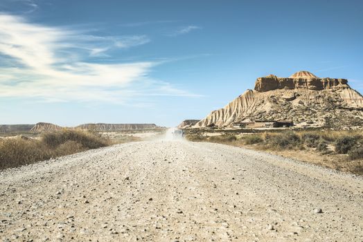 Wild west road and blue sky