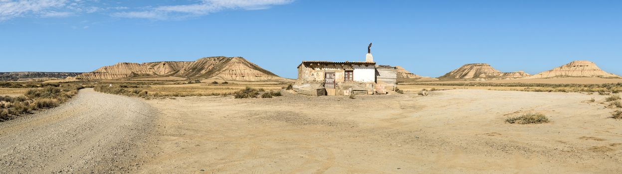 Lonely house in the wild west panorama