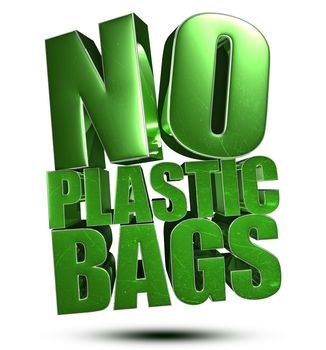 No Plastic Bags 3d illustration on white background.(with Clipping Path).