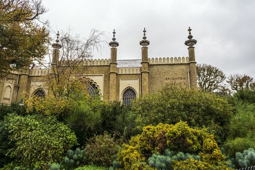 Historic Royal pavillion in Brighton, England. The Royal Pavilion, also known as the Brighton Pavilion, is a former royal residence located in Brighton, England.