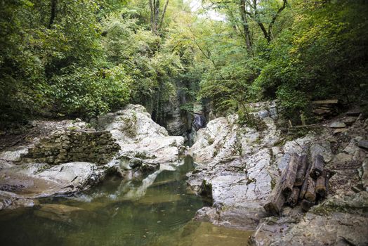 Agura river in the Agura gorge near Sochi, Russia.