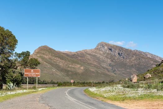Start of the historic Bains Kloof Pass in the Western Cape Province. The pass is a national monument