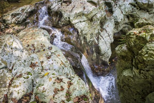 Waterfall in the Agur gorge near Sochi, Russia.