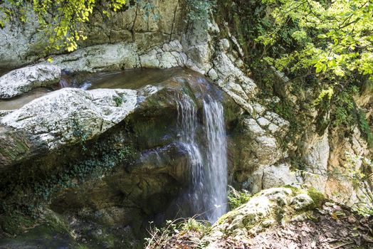 Waterfall in the Agur gorge near Sochi, Russia.