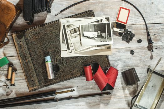 Vintage photo camera and photographic supplies and accessories