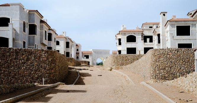 empty streets and abandoned houses in Sharm El Sheikh Egypt