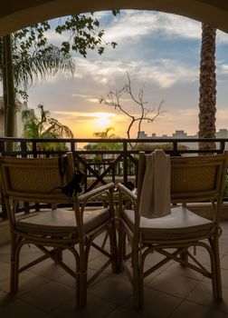 view from the terrace at sunset in Sharm El Sheikh Egypt