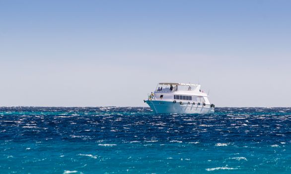 white pleasure boat in the Red Sea