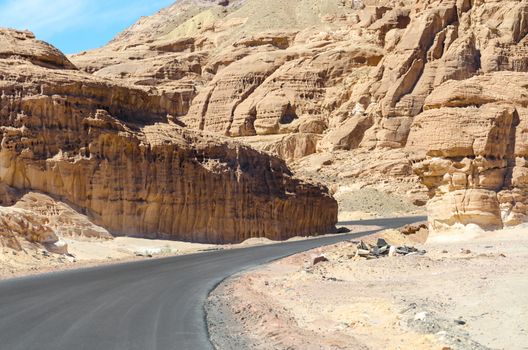 turn in the mountains in Egypt Dahab South Sinai