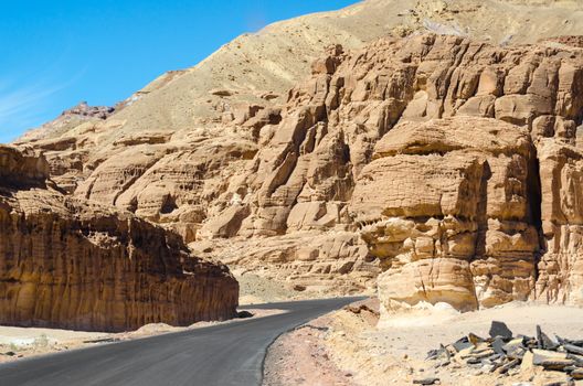 turn in the mountains in Egypt Dahab South Sinai
