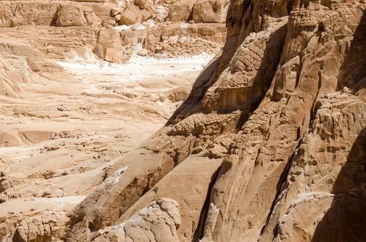 high rocky mountains in the desert in Egypt Dahab