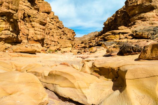 colored canyon in the desert in Egypt
