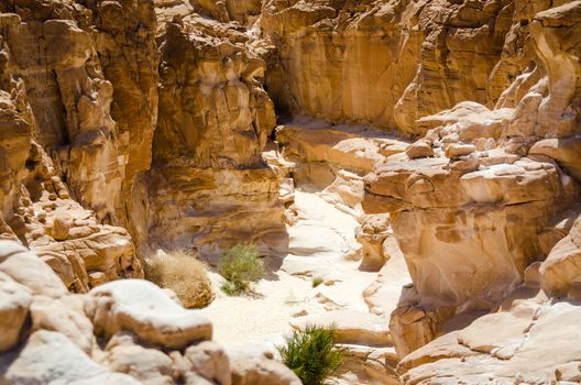 top view of the canyon in the desert in Egypt Dahab