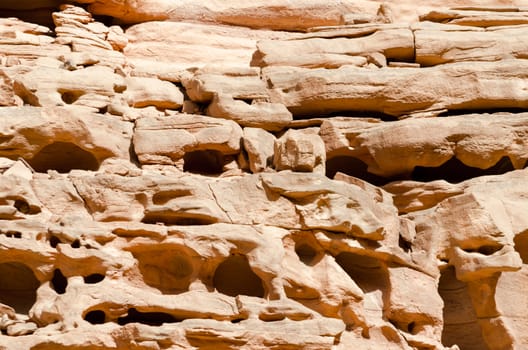 texture of orange stone rock in a colored canyon closeup
