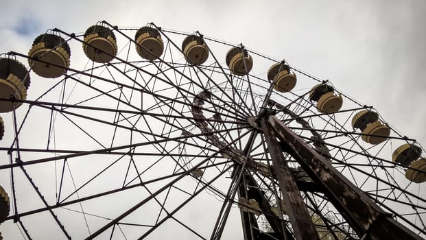 ferris wheel in an abandoned amusement park in Chernobyl