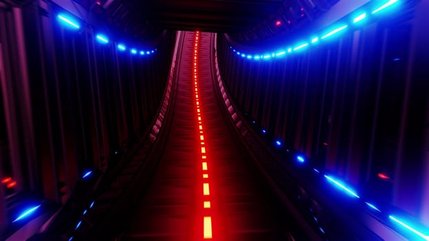 glowing fantasy tunnel corridor 3d illustration design wallpaper background, stylish endless design 3d rendering room