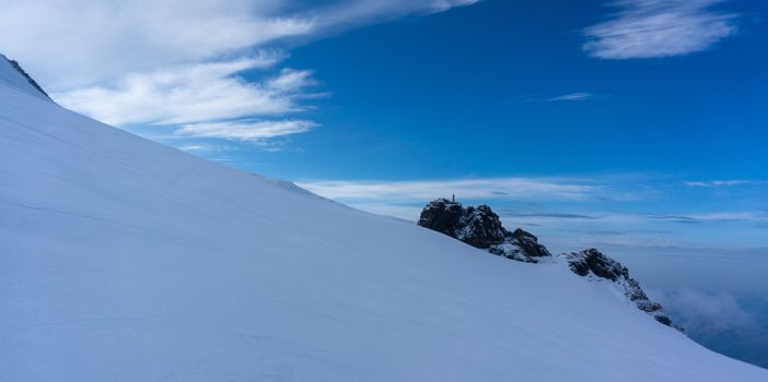 Hiking in mountain extreme travel vacation