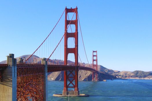 Golden Gate Bridge view from San Francisco side in a sunny day