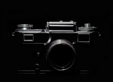 vintage camera silhouette in the dark