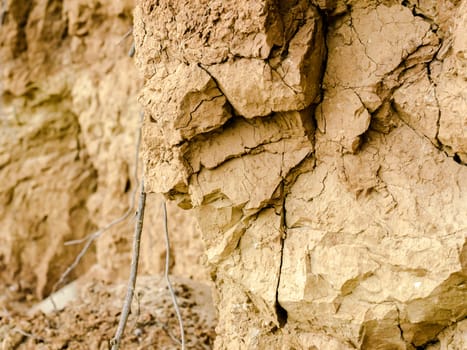 texture of the clay surface of the mountain