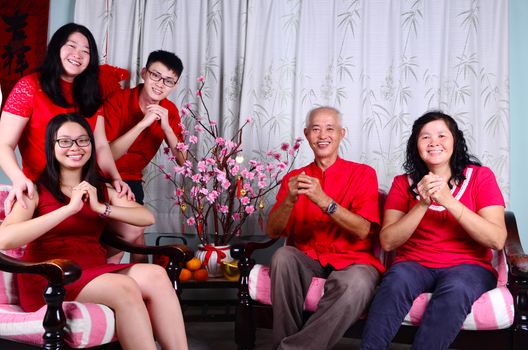 Asian family celebrating chinese new year