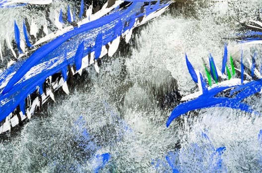 color abstract drawing painted on glass close up