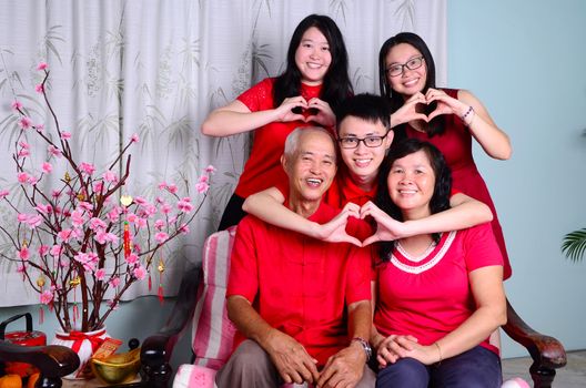 Asian family celebrating chinese new year