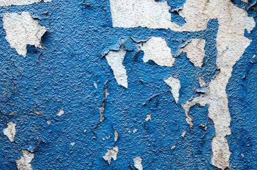 texture old wall with traces of blue paint