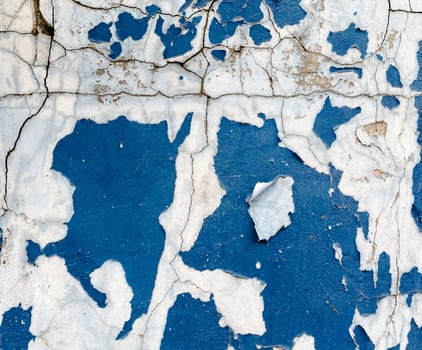 texture old wall with traces of blue paint