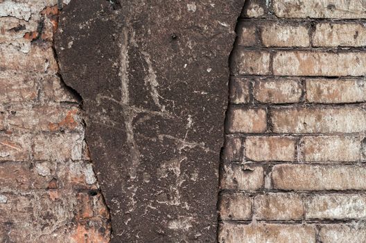 texture of the old shabby dirty brick wall