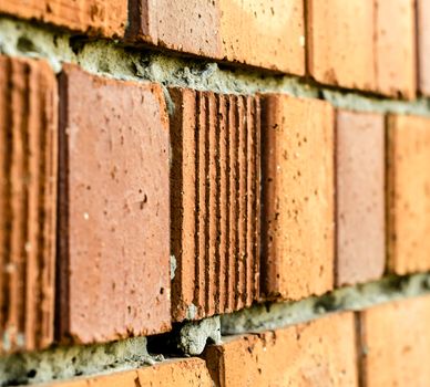 texture of an old orange brick wall closeup