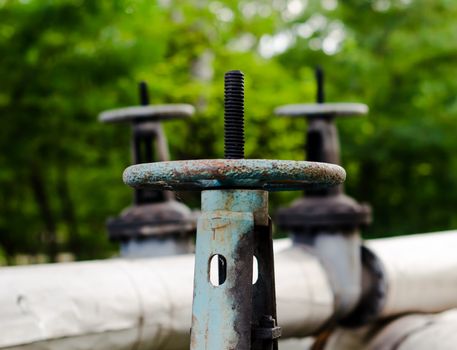 iron valve on a background of close-up valves