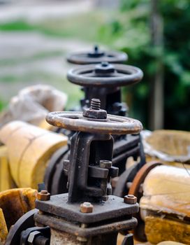 iron valve on a background of close-up valves