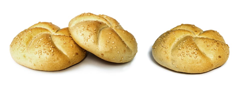 White isolated round pretzel Bread