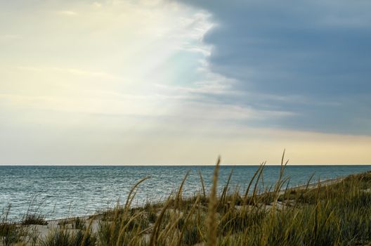 landscape blue sea sky and clouds