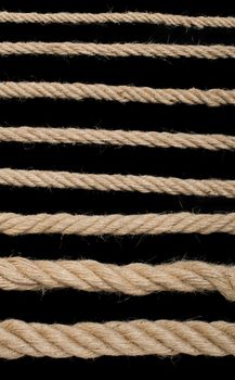 Set of hemp ropes. Black isolated.