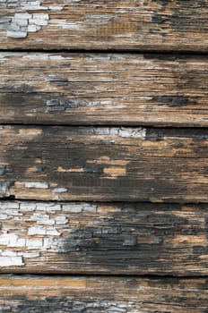 Old cracked paint on old boards. Wooden wall