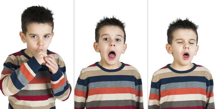 Children who cough. White isolated studio shots.