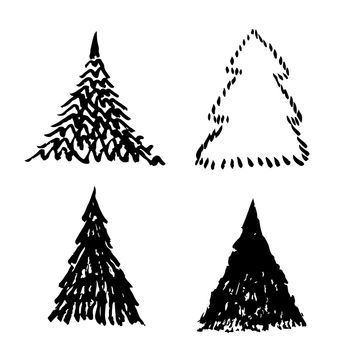 hand drawn Christmas tree doodle design isolated on a white background
