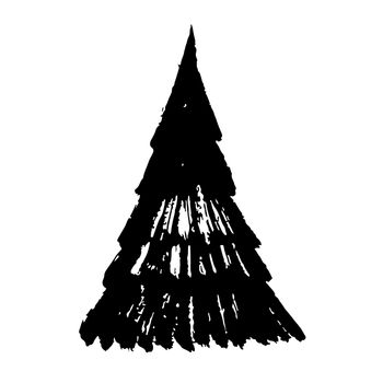 hand drawn Christmas tree doodle design isolated on a white background