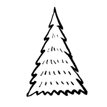 hand drawn Christmas tree doodle design isolated on a white background