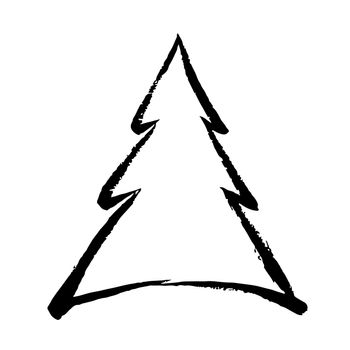 hand drawn Christmas tree doodle design isolated on a white background