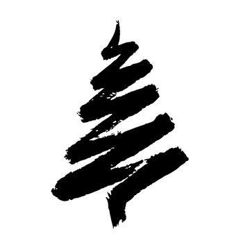 hand drawn Christmas tree doodle design isolated on a white background