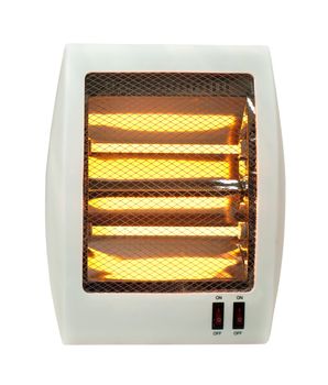 Electric heater with halogen coils. White isolated