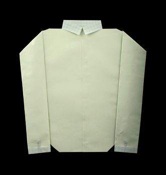 Isolated paper made white shirt.Folded origami style