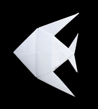 White fish folded origami black isolated